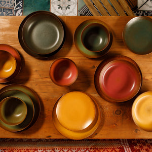 Palermo Sun - 16-Piece Dinnerware Set for 4 - Reactive Glaze Stoneware, Cardamom