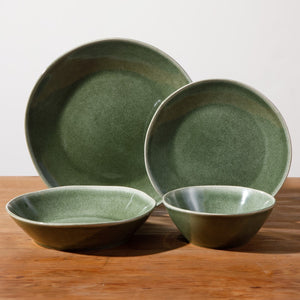 Montecito Breeze - 16-Piece Dinnerware Set for 4 - Reactive Glaze Stoneware - Cyprus Sage Green