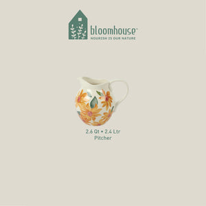 Bloomhouse Sunnyflower 2.6-Quart Hand-Painted Stoneware Pitcher