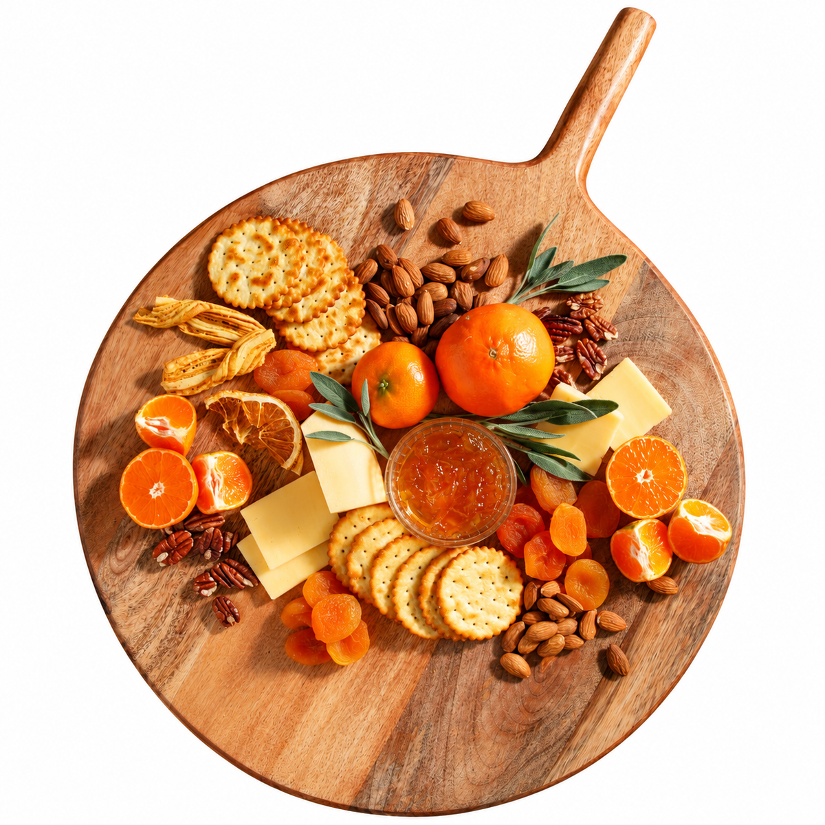 Round Charcuterie Board with Handle - Mango Wood