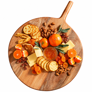 Round Charcuterie Board with Handle - Mango Wood