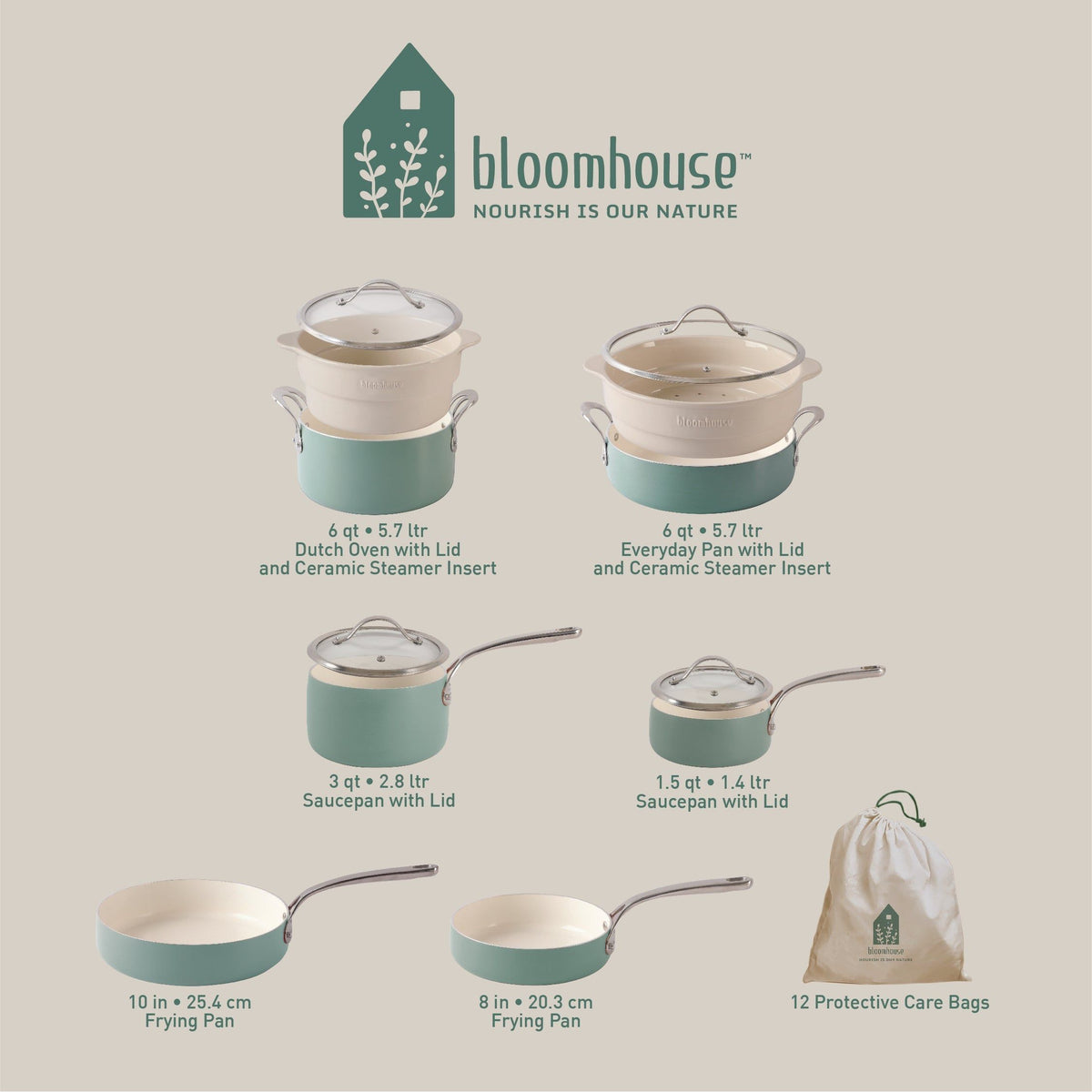 Bloomhouse 3-Piece Heavy Gauge Aluminum Dutch Cookware Set -  bloomhousecollection